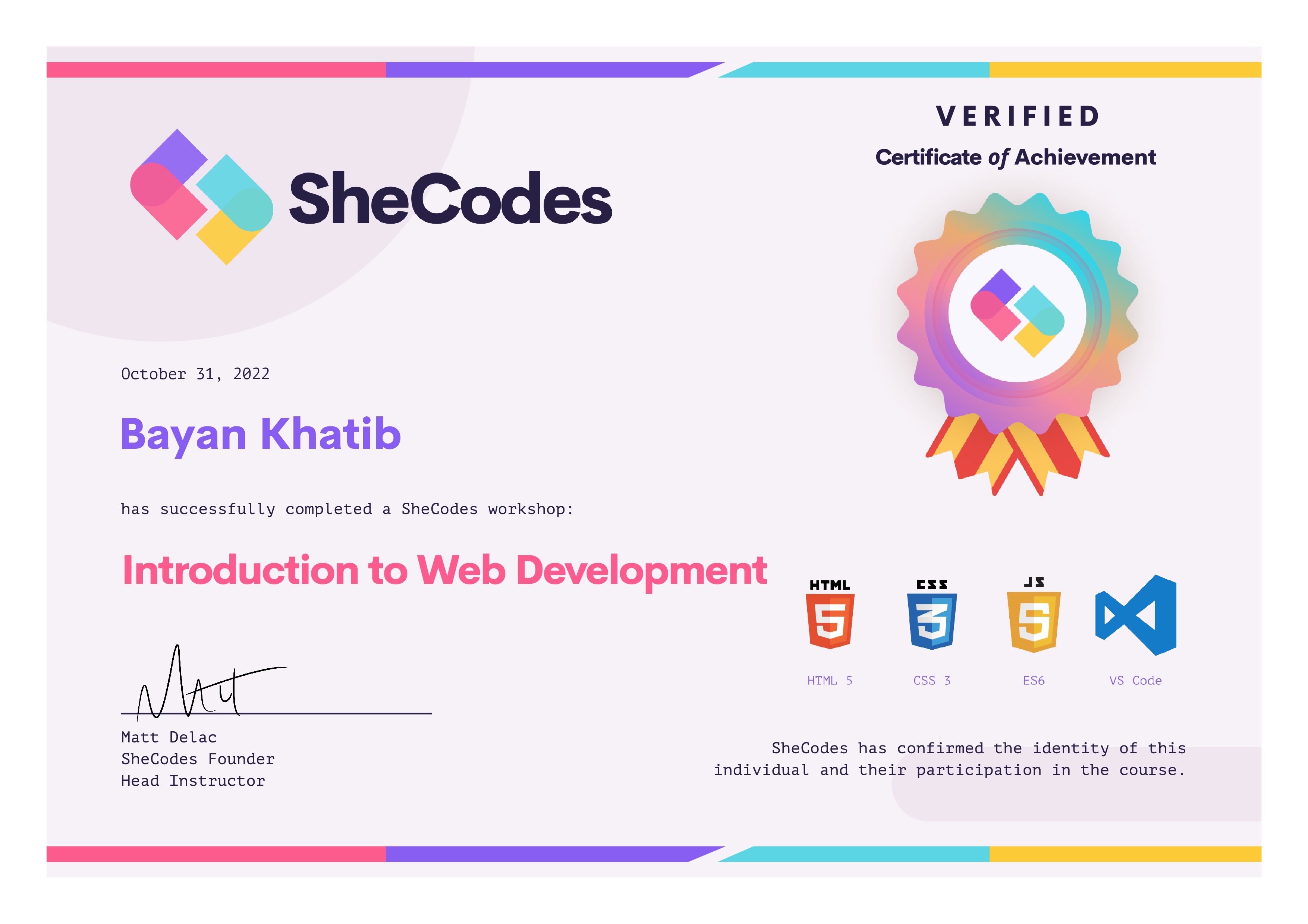 Intro to Web Developement Certificarte