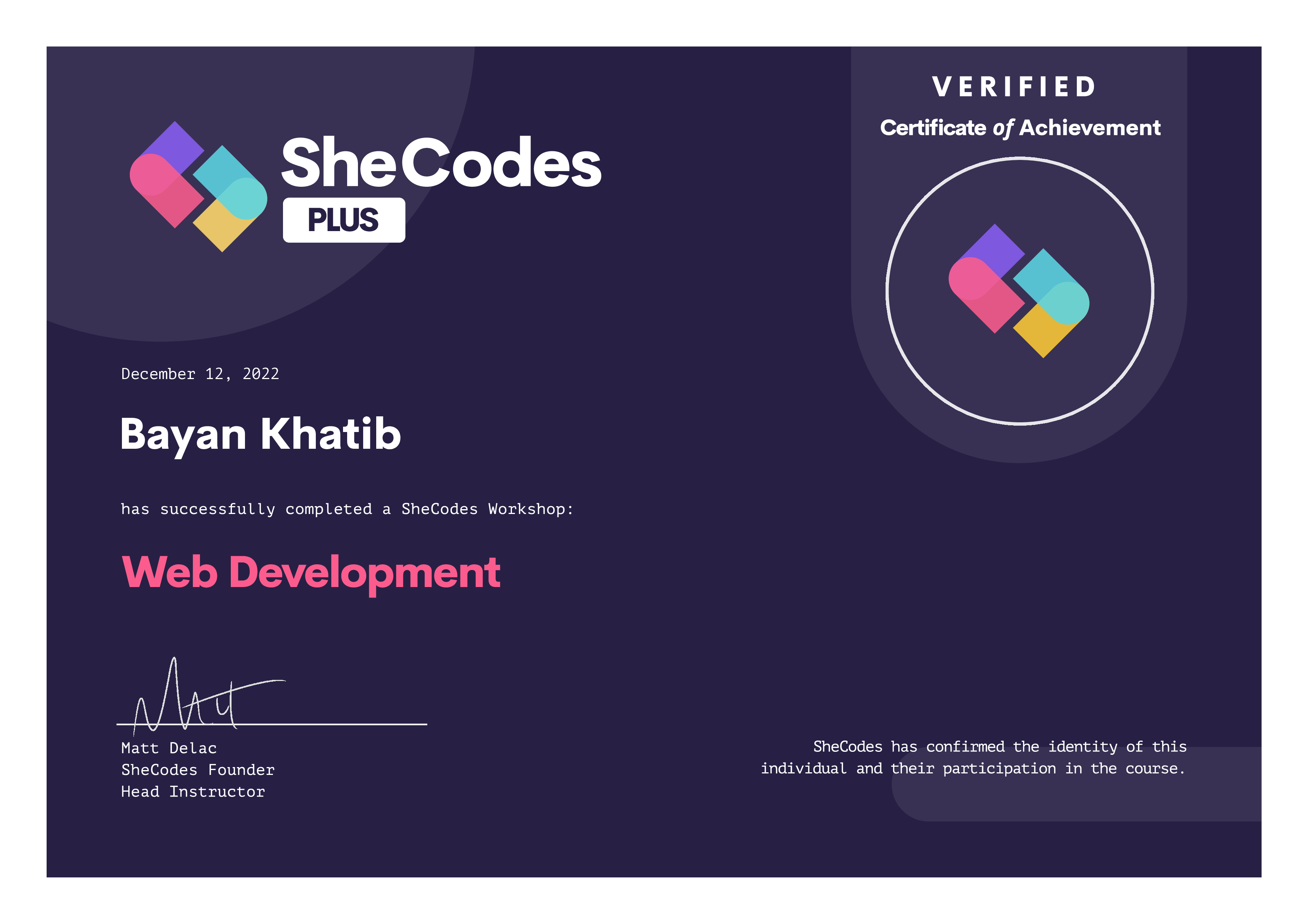 Web Developement Certificate