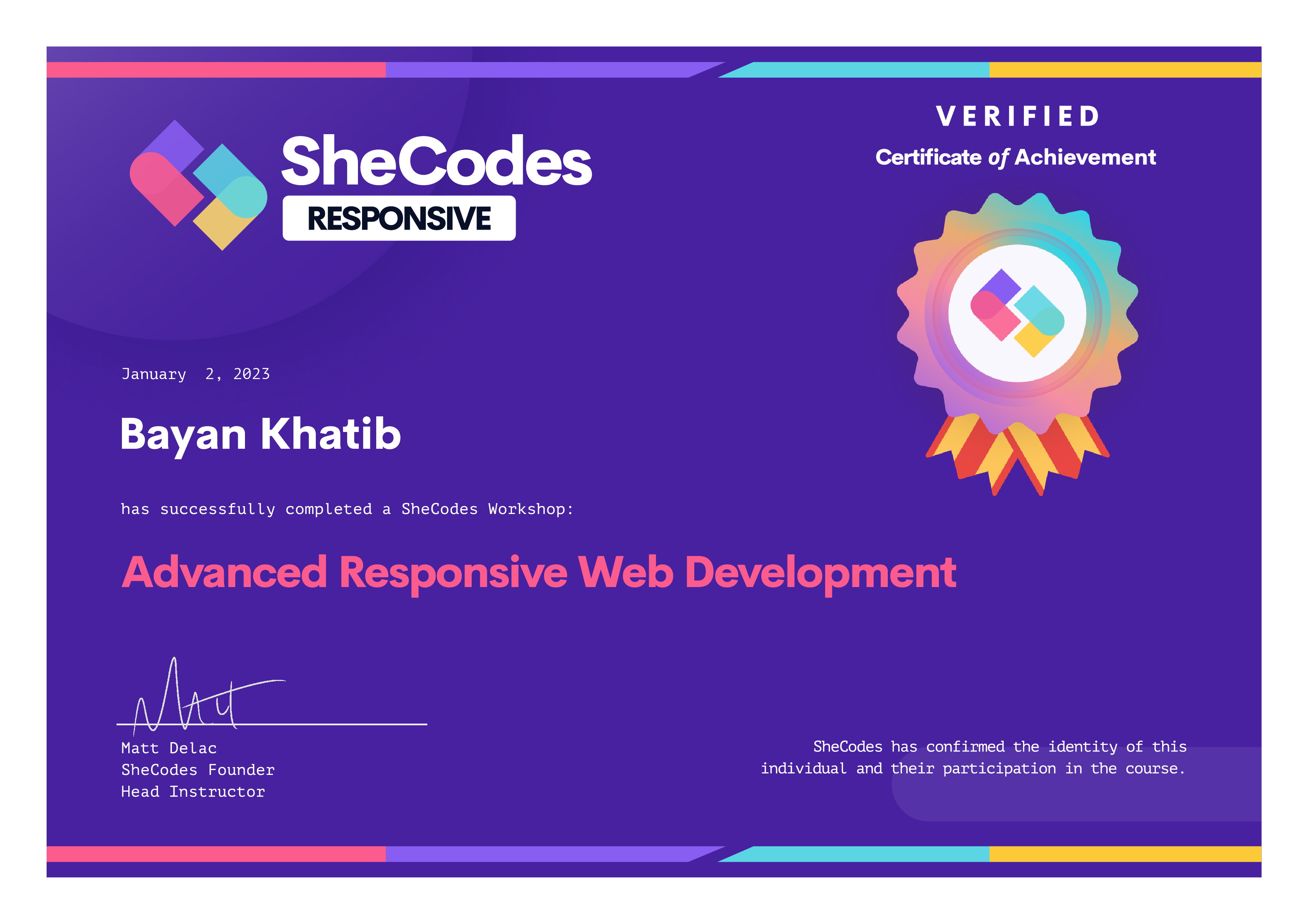 Advanced Web developement Certificate